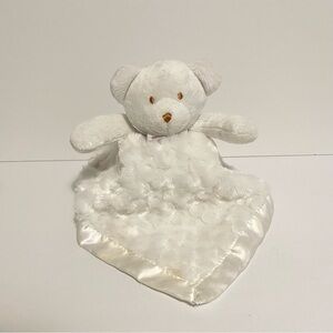 Blankets & Beyond Teddy Bear Lovey Satin Trim White Baby Blanket Lovie Toy Soft